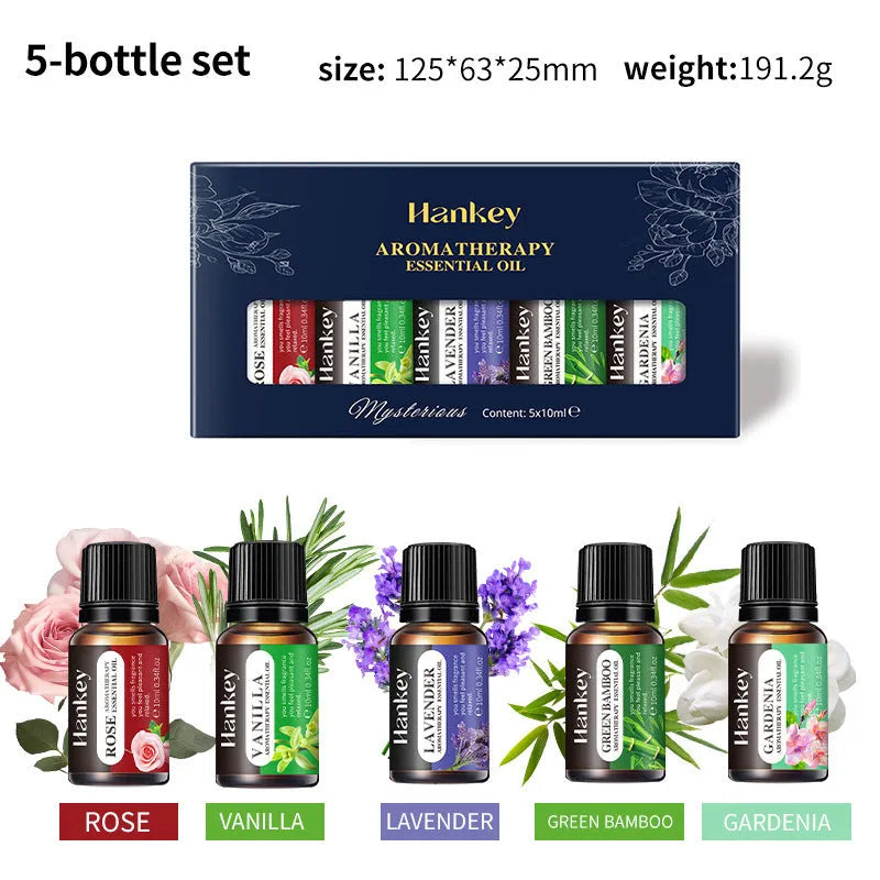 Boxed set of water-soluble aromatherapy essential oils for diffuser use