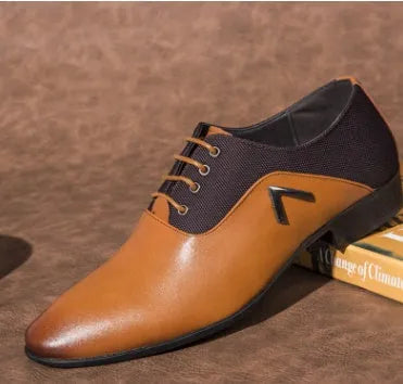 Men's black Oxford shoes with low-cut PU upper and rubber sole