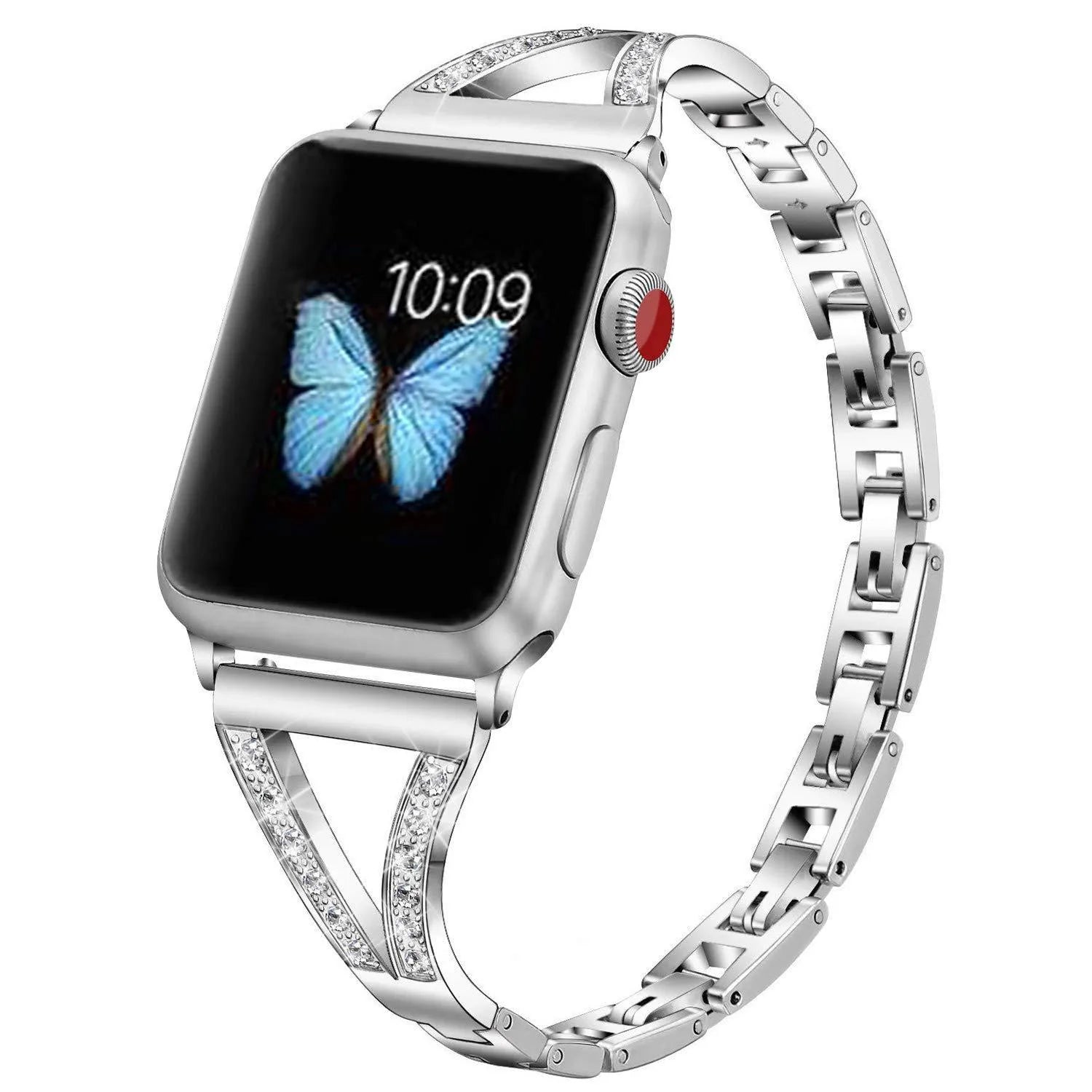Herringbone diamond pattern Apple Watch strap with zinc alloy case in multiple colour options