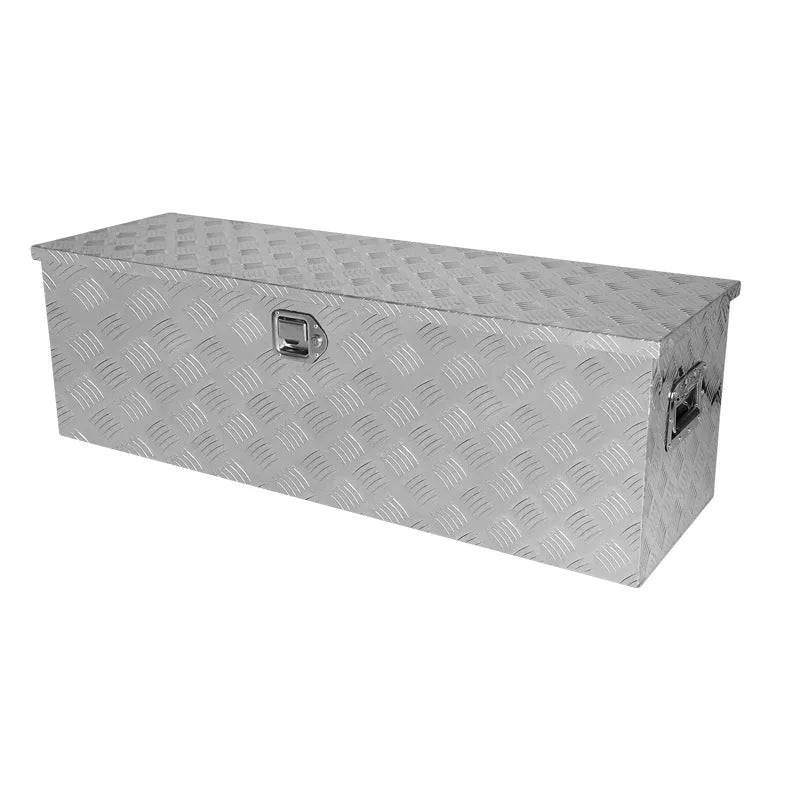 26-inch black aluminium alloy toolbox with removable organiser tray open