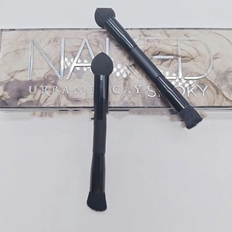 Black sponge stick concealer brush with wooden handle for dark circle coverage