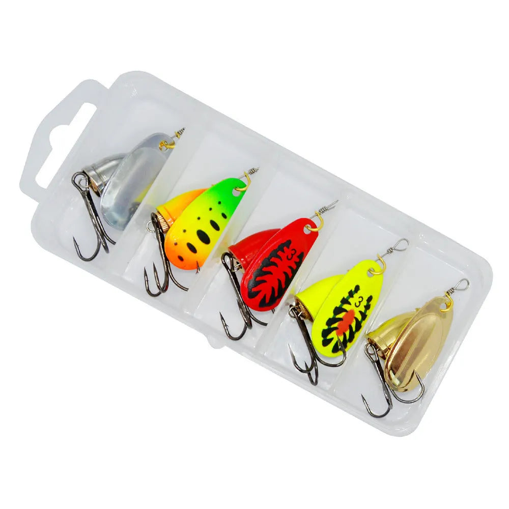 R composite rotating sequins copper bell metal fishing lure in seven colour options