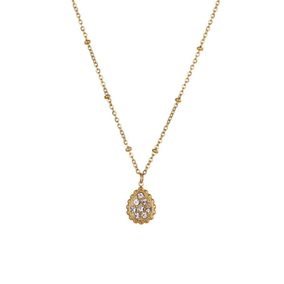 Women's stainless steel pendant necklace electroplated finish geometric five star moon water drop shape chain
