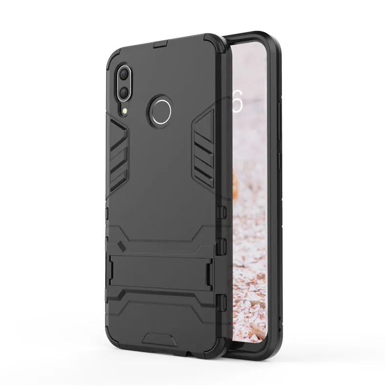 2-in-1 bracket phone case for Huawei P20 Pro in blue black with kickstand extended