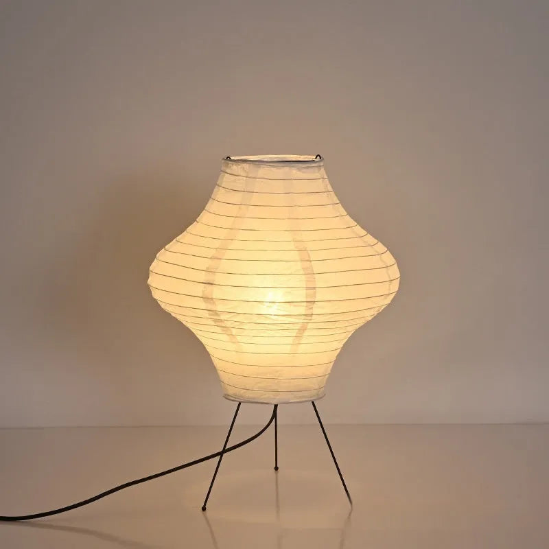 Japanese style Xuan paper table lamp with tricolour lighting, 32cm wide.