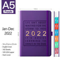 Imitation leather A5 notebook with French fold binding in red, purple, black, pink, sky blue, dark blue, and orange colour options