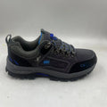 Men's outdoor hiking shoes with non-slip rubber sole, synthetic leather upper, lace-up closure, in Black and Red colour