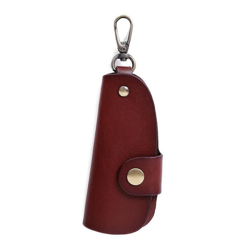 Genuine leather key storage bag for car keys in short size, shown in black.