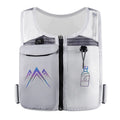 A classic black breathable mesh running vest with a front pocket designed to hold a mobile phone up to 7.5 inches.