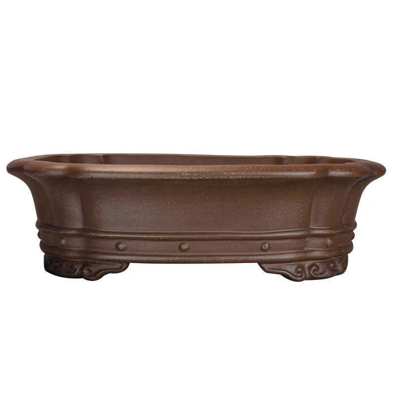 Handmade antique rectangular purple sand flower pot for desktop plants