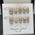 Blush Armour style short artificial nail set for ladies, showing four size options XS, S, M, L.