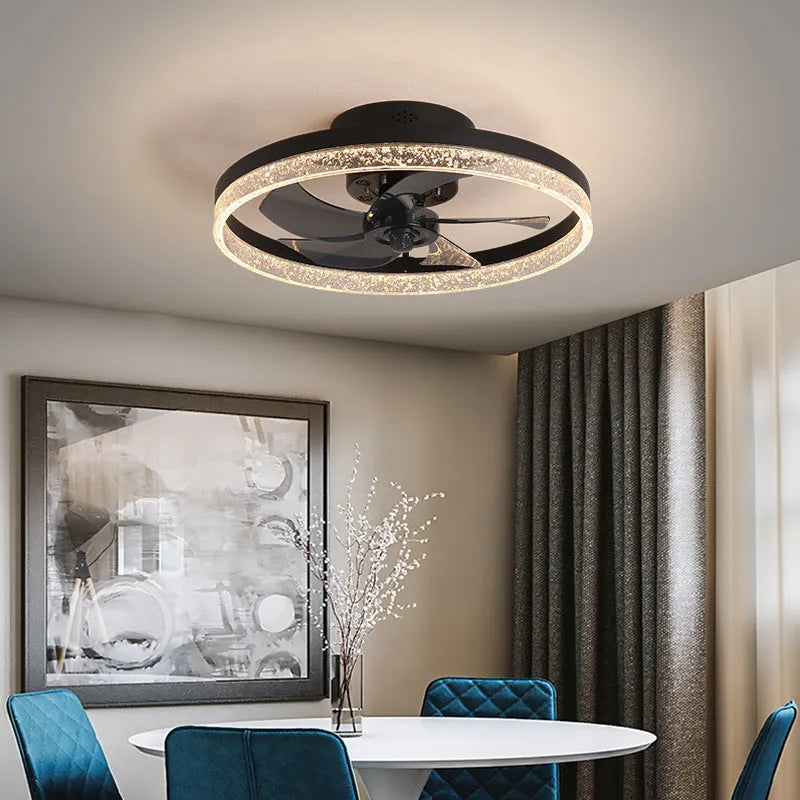 Nordic ceiling fan light with remote control in gold finish, 50cm diameter