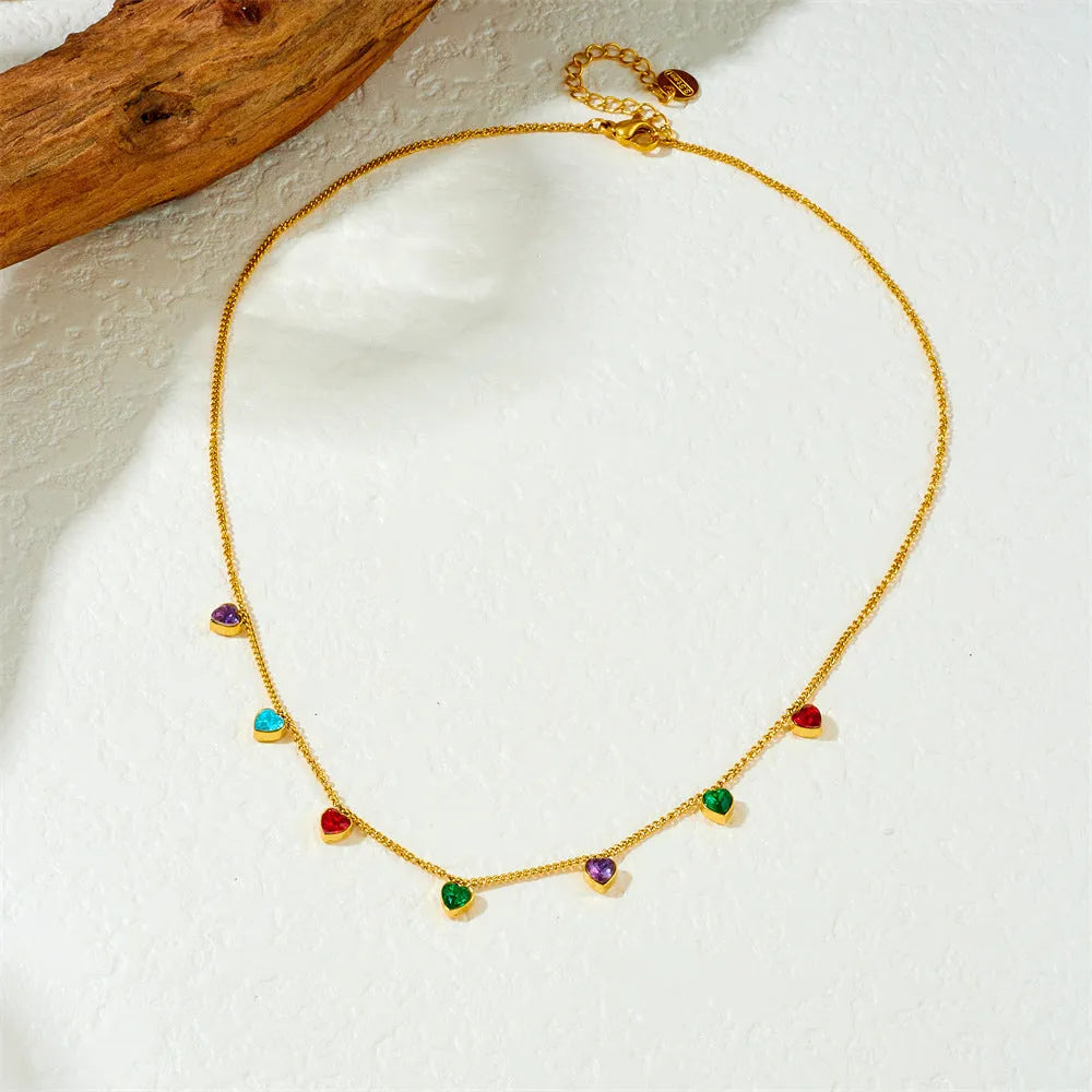 Women's gold-plated heart necklace with stainless steel chain adjustable 41-50cm length