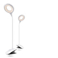 Green USB rechargeable LED desk lamp with touch control switch on a wooden table.