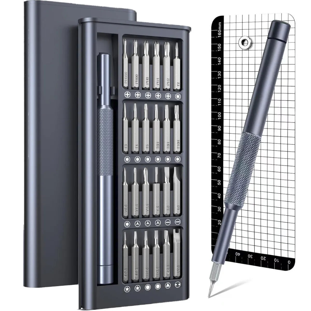 25-in-one magnetic screwdriver set with chrome vanadium steel shafts and ABS handles