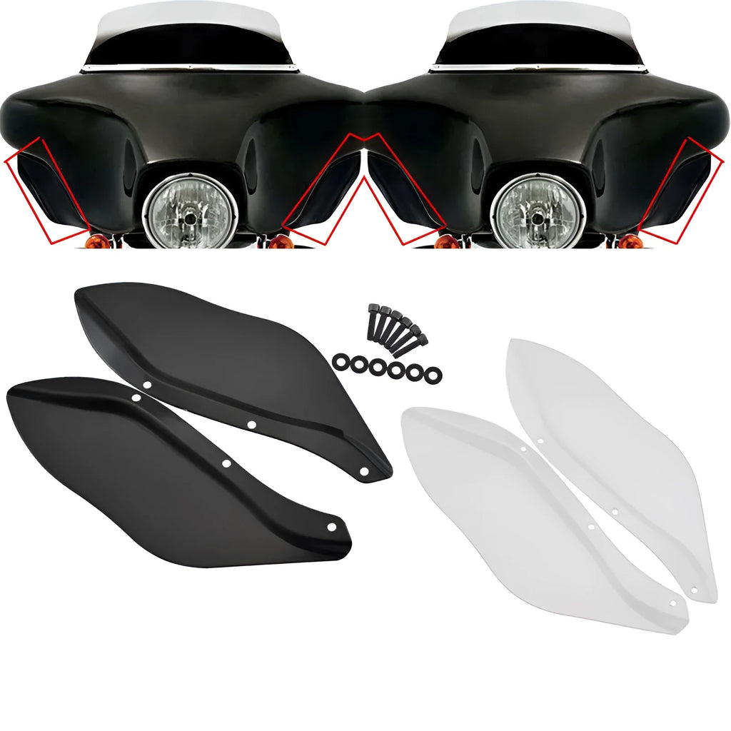 Harley-Davidson motorcycle black and transparent side wing head cover panels