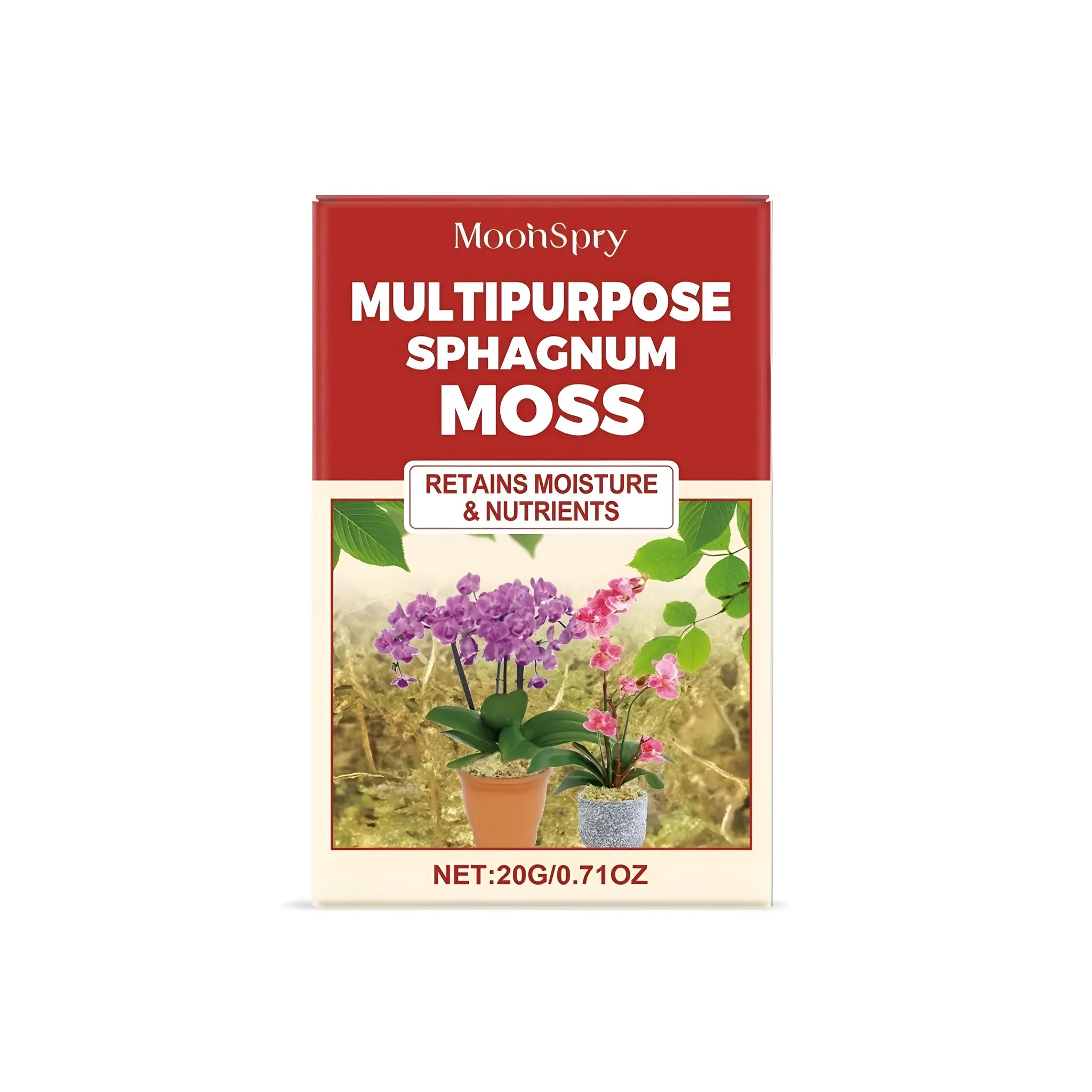 Dried sphagnum moss in sealed 20g bag for orchids and crafts