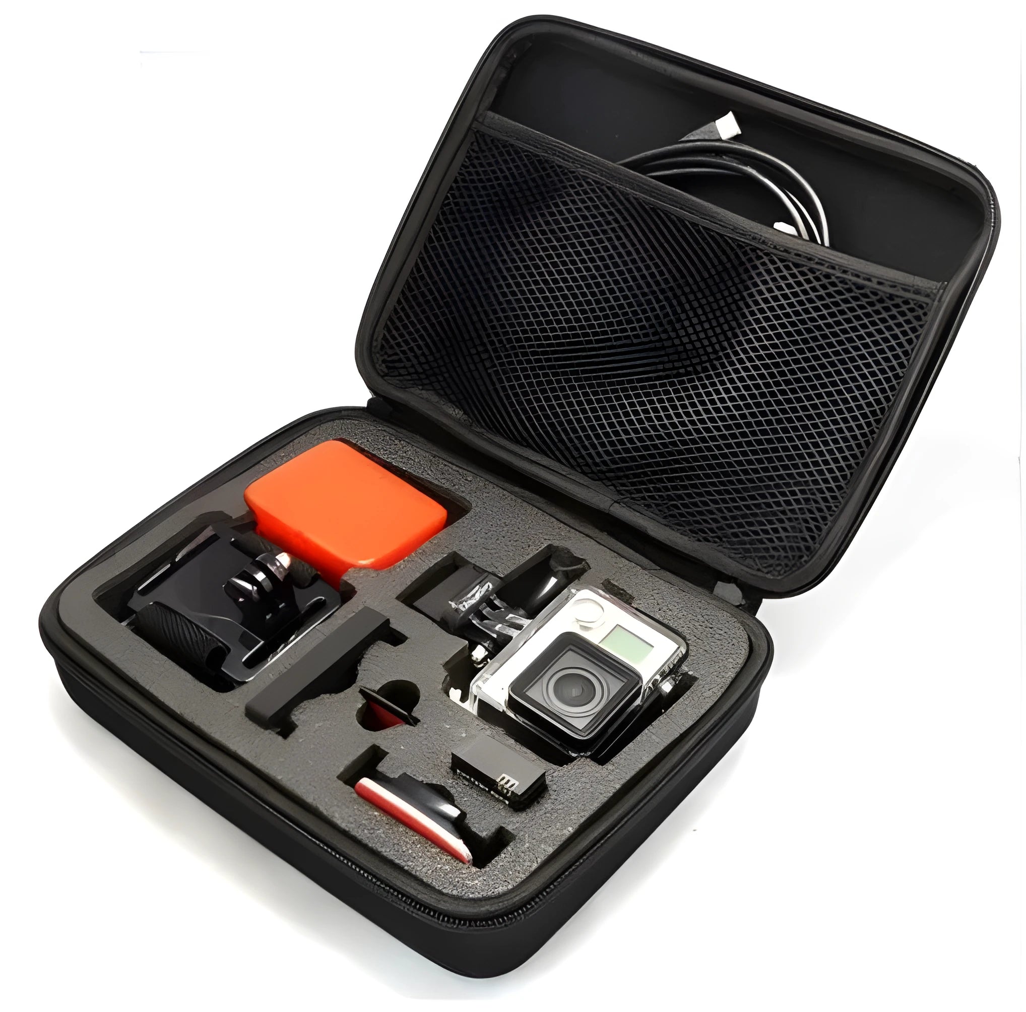 Anti-shock portable case for GoPro, black, with zipper and carry handle, 23x18x6cm