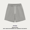 Cotton denim loose-fit shorts for children in charcoal grey, cream apricot, khaki, grey green or black