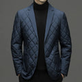 Men's solid-colour winter down jacket with lapel collar and side seam pockets
