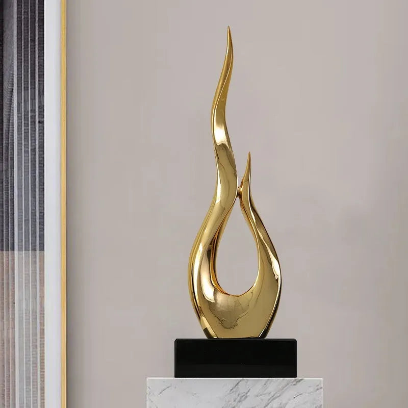 High-rise festival decoration ornament in bright gold and transparent gradient blue resin plastic craft