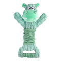 Large plush dog toy with handle, available as hippo or monkey character