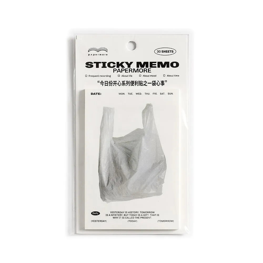 Today's Happy Series sticky notes pad in one of four colour themes, showing 120x80mm size.