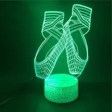 Ballet dancing shoes design 3D LED night light with remote control showing seven colour options