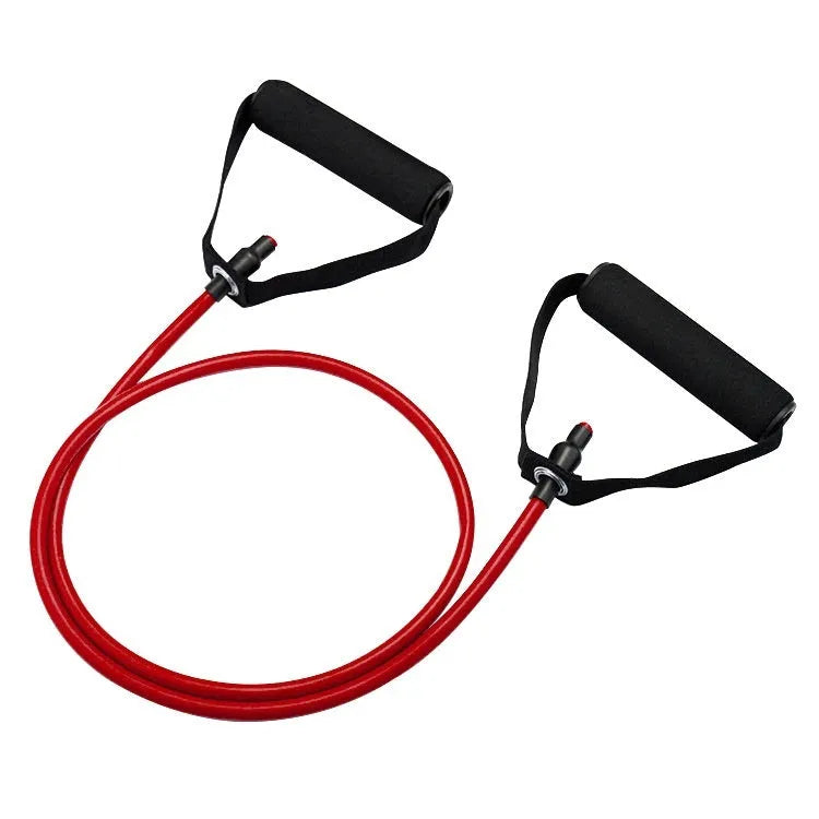 Adjustable chest expander with TPE tension rope in yellow, green, red, blue, and black colour options representing 10LB to 30LB resistance.