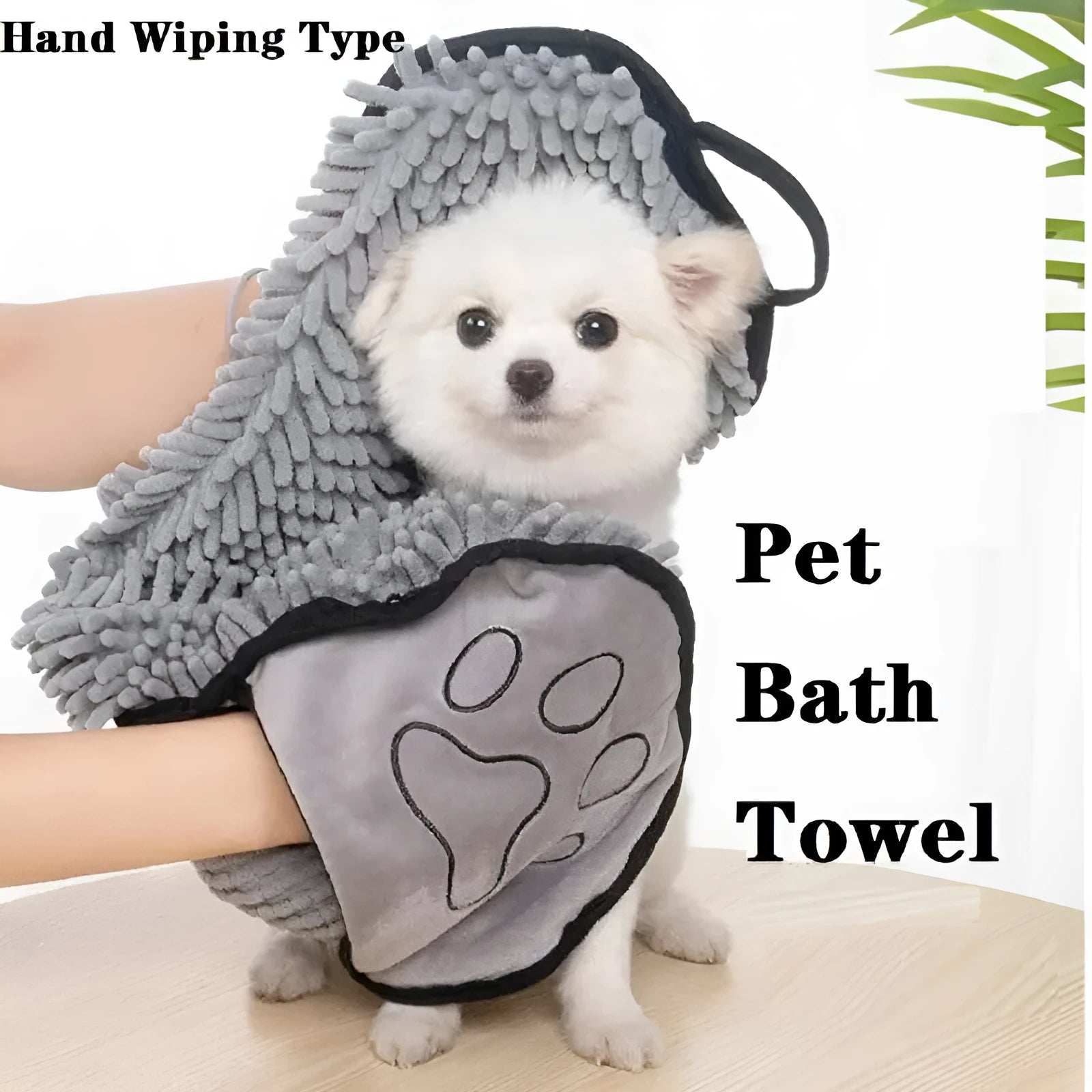 Pet bath towel for dogs and cats measuring 62cm by 23cm in fibre absorbent material