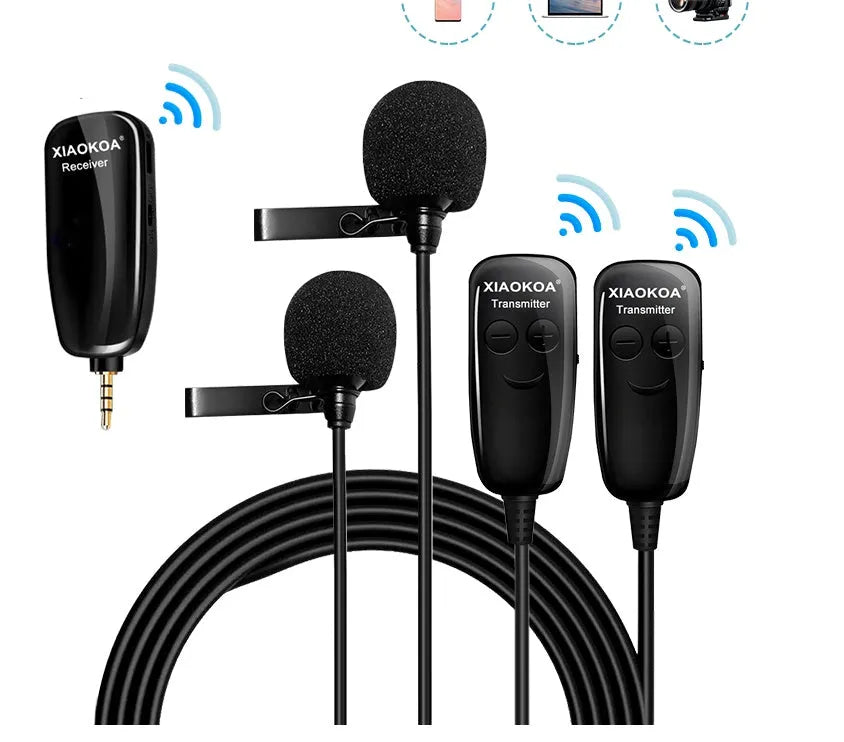 Black mobile phone lavalier microphone with 3.5mm plug and clip