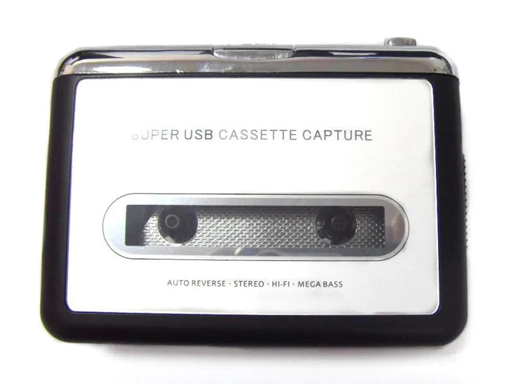 Cassette to MP3 converter unit with USB cable and headphones for digital audio conversion