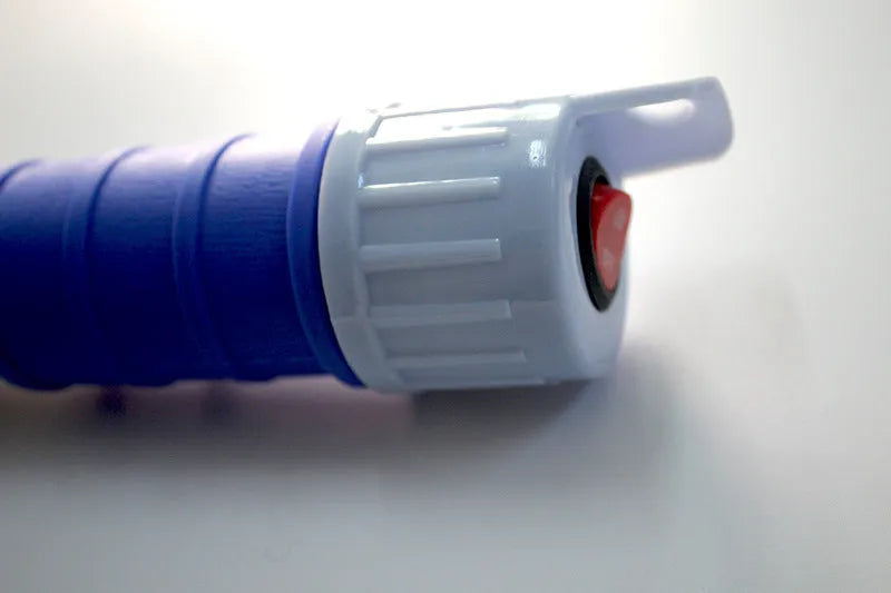 Blue manual hand pump for siphoning fuel and water