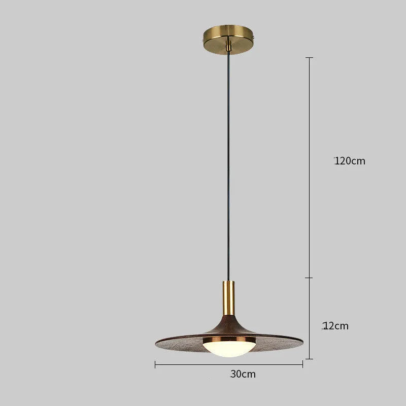 Chinese style fish line chandelier ceiling lamp with walnut wood body and copper metalwork