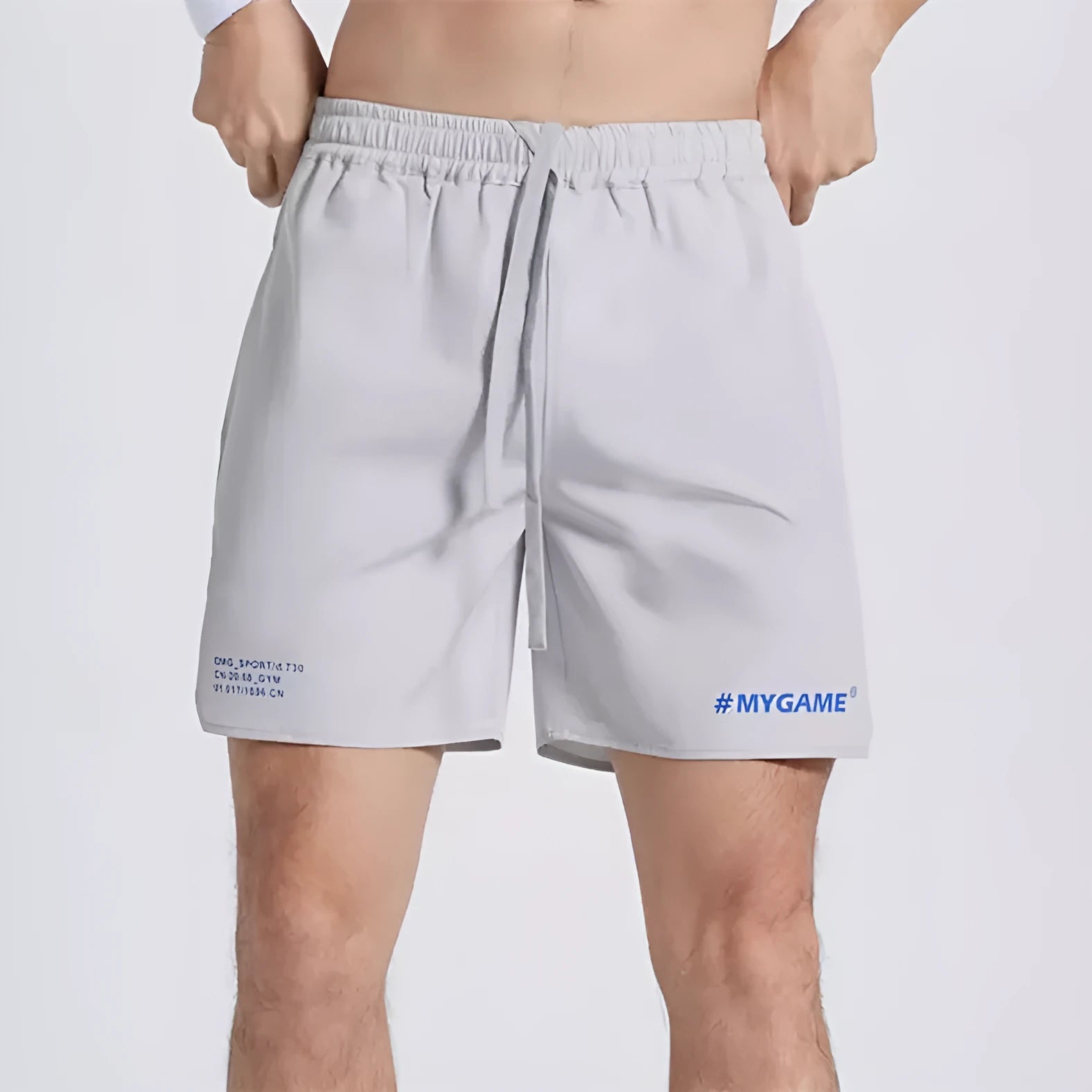 Men's four-point comprehensive training fitness shorts in black polyester spandex blend for gym and sports