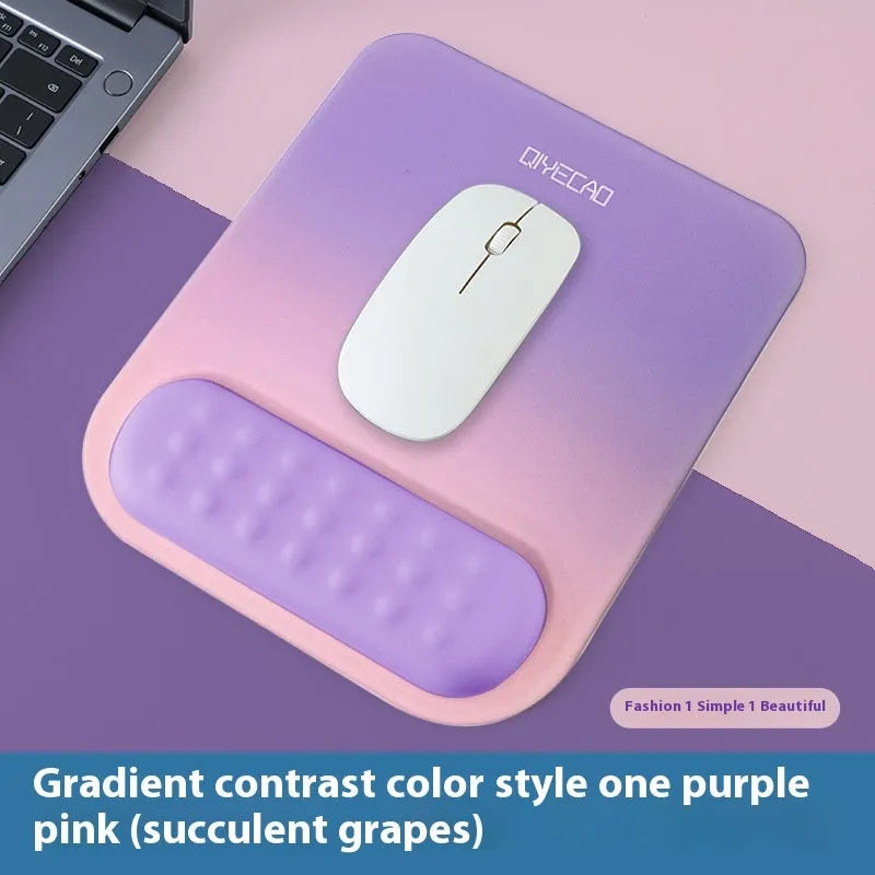 Ergonomic mouse pad with integrated wrist strap on cloth silicone surface