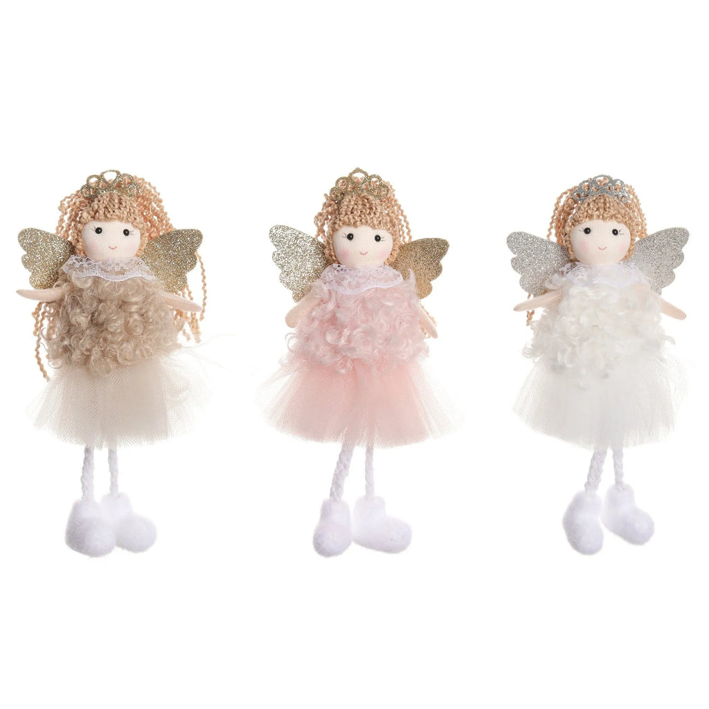 Cloth Christmas angel girl pendant hair accessory for high ponytails in three colour variations