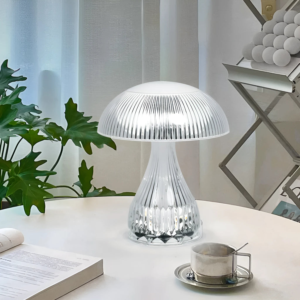 USB rechargeable three-colour changing night lamp with acrylic body measuring 20x16cm