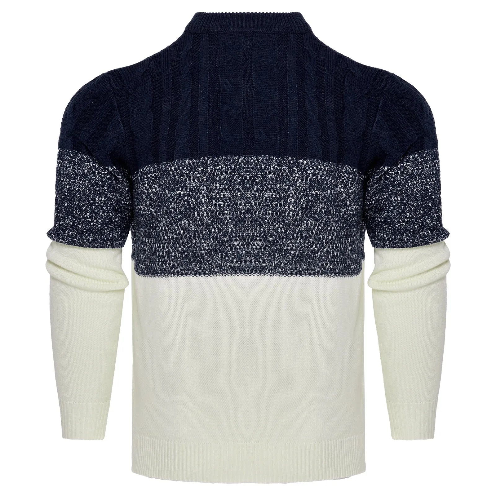 Men's crew neck knitted sweater in a long-sleeved pullover style for fall and winter.
