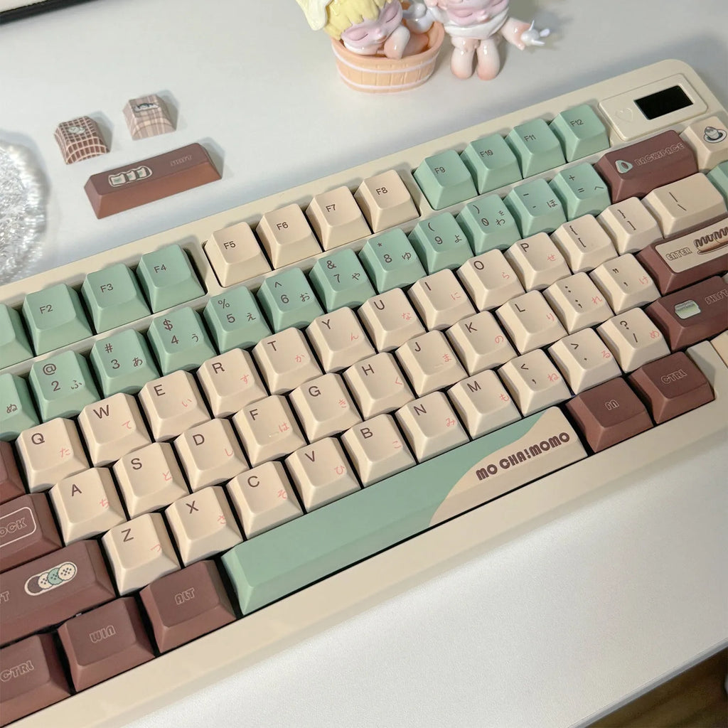 CAP Adaptive mechanical keyboard keycap set in Matcha Theme colour with ergonomic design.