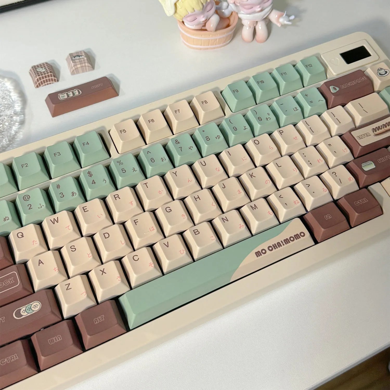 CAP Adaptive mechanical keyboard keycap set in Matcha Theme colour with ergonomic design.