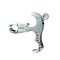 Zinc alloy archery release aid with a two-axis harpoon clip and adjustable fitting.