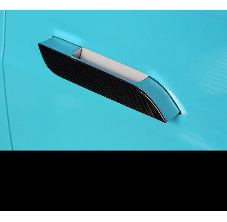 Carbon fibre pattern door handle protection stickers for Tesla Model S - set of four pre-cut adhesive patches