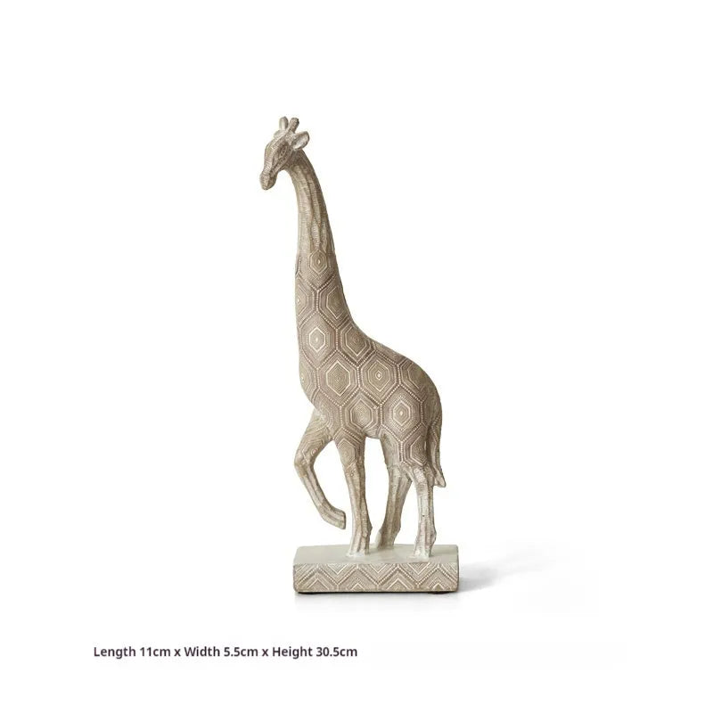 Wood colour European-style giraffe resin decoration figure on display