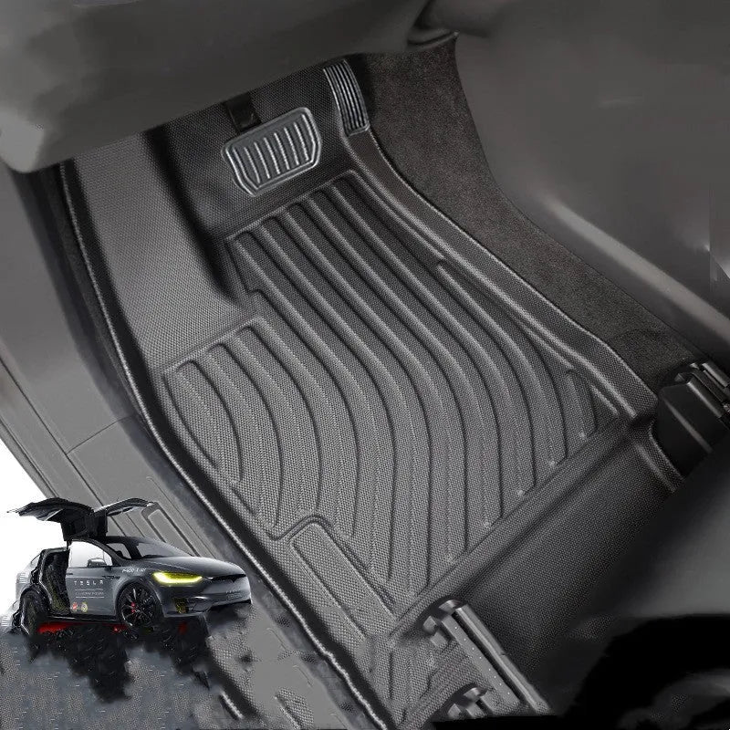 Tesla Model X waterproof TPE car mats and trunk liner set for left-hand drive vehicles