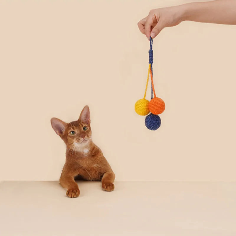 Interactive cat toy set with teaser stick, bite resistant catnip balls, and multiple colour options