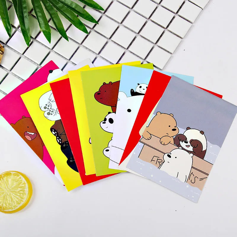 Nine Japanese-style minimalist postcards with retro Paris tower and historic site cartoon designs