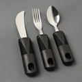 Stainless steel adaptive cutlery with rubber anti-shake grips and bendable handles
