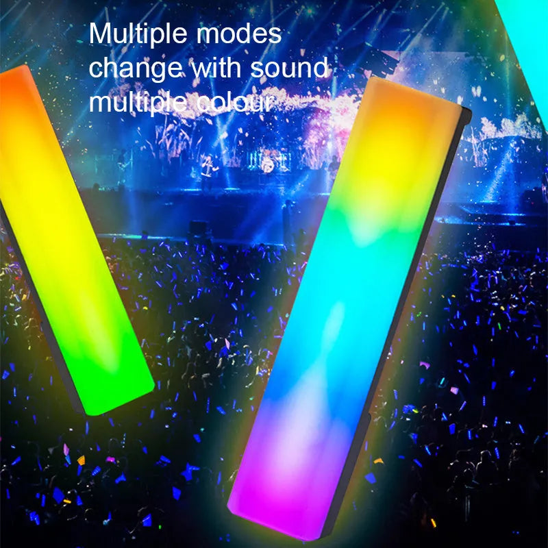 3D RGB tabletop ambiance lamp with voice-activated rhythm lights in black or white shell.