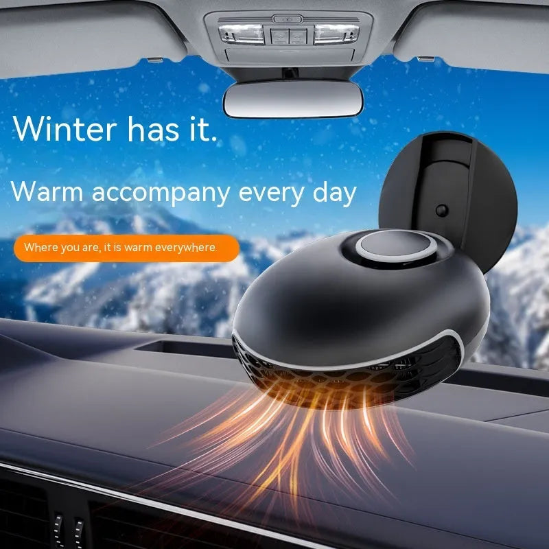 Black car warm air blower heater with 130cm cable for 12V 24V vehicle defrost demisting